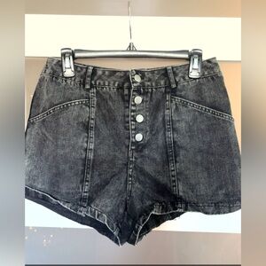 She + Sky High Waist Black Denim Shorts